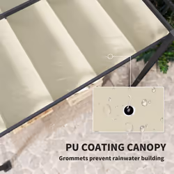 Outsunny 3 x 4m Pergola with Retractable Roof and Aluminium Frame, Khaki