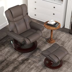 HOMCOM Massage Recliner Chair with Footstool and Adjustable Backrest, Brown
