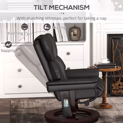 HOMCOM Massage Recliner Chair with Footstool and Adjustable Backrest, Black