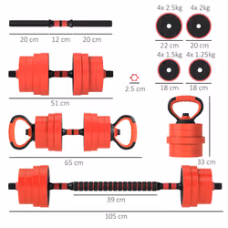 SPORTNOW Weight Dumbbells Set, Barbell, Kettlebell, Push Up Stand, 30kg