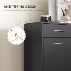 HOMCOM Slim Shoe Cabinet with 2 Flip Drawers for 12 Pairs of Shoes Black - Additional view 6