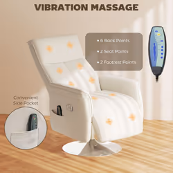 HOMCOM Massage Reclining Chair with Adjustable Backrest, Cream White