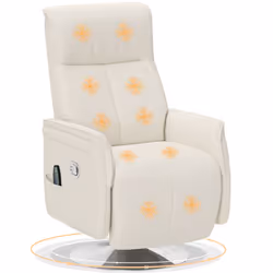 HOMCOM Massage Reclining Chair with Adjustable Backrest, Cream White - Additional view 5