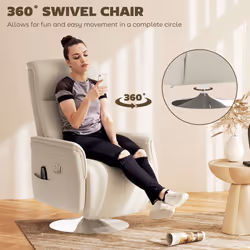HOMCOM Massage Reclining Chair with Adjustable Backrest, Cream White - Additional view 6