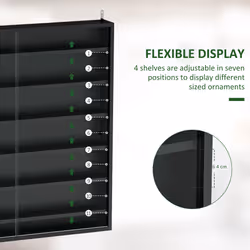 HOMCOM 7-Tier Wall Display Cabinet w/ Shelves Glass Doors, Black