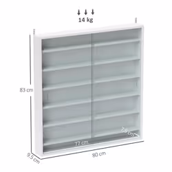 HOMCOM 7-Tier Wall Display Cabinet w/ Shelves Glass Doors, White