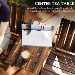Outsunny 2-Seater Wooden Garden Bench with Armrest, Carbonised Finish - Additional view 4