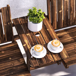 Outsunny 2-Seater Wooden Garden Bench with Armrest, Carbonised Finish - Additional view 6