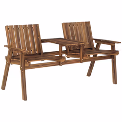Outsunny 2-Seater Wooden Garden Bench with Armrest, Carbonised Finish - Additional view 8