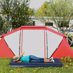 Outsunny Single Air Mattress, Portable Air Bed with Flocked Surface, Blue