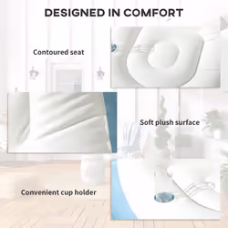 Outsunny Inflatable Chair and Footstool for Gaming, Reading, Watching White