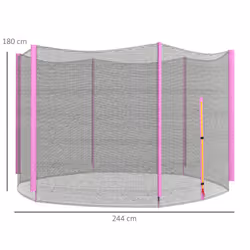 SPORTNOW 8ft Trampoline Net Replacement Safety Net with Zipped Door, Pink