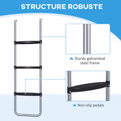 SPORTNOW 2 Steps/3 Steps Galvanised Steel Trampoline Ladder Climbing