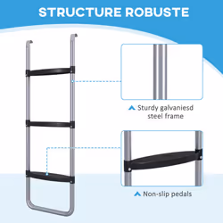 SPORTNOW 2 Steps/3 Steps Galvanised Steel Trampoline Ladder Climbing