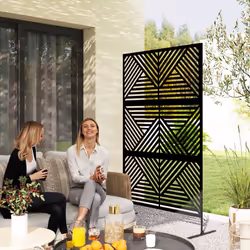 Outsunny Decorative Outdoor Divider Privacy Panel with Stand, Rhombus Black