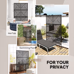 Outsunny Decorative Outdoor Divider Privacy Panel with Stand, Rhombus Black - Additional view 4