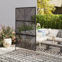 Outsunny Decorative Outdoor Divider Privacy Panel with Stand, Rhombus Black - Additional view 5