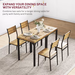 HOMCOM 3 Pcs Compact Dining Table 2 Chairs Set Rustic Brown - Additional view 6