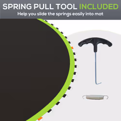 SPORTNOW Trampoline Mat with 72 V-Hooks, for 12ft Trampoline, Green