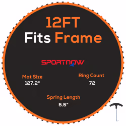 SPORTNOW Trampoline Mat with 72 V-Hooks, for 12ft Trampoline, Orange - Additional view 7