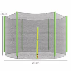 SPORTNOW 10ft Trampoline Net Replacement Safety Net with Zipped Door, Green
