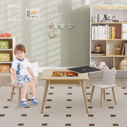 AIYAPLAY 3-Piece Toddler Table and Chairs Set for Nursery, Playroom