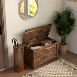 HOMCOM Storage Chest with 2 Safety Hinges, Storage Bench for Living Room