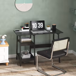 HOMCOM Computer Writing Desk w/ Shelf PC Workstation for Home Office - Black