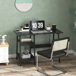 HOMCOM Computer Writing Desk w/ Shelf PC Workstation for Home Office - Black