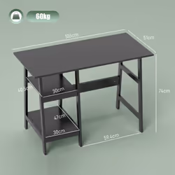 HOMCOM Computer Writing Desk w/ Shelf PC Workstation for Home Office - Black