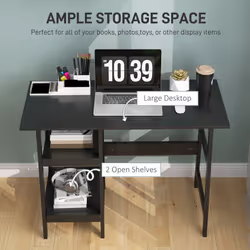 HOMCOM Computer Writing Desk w/ Shelf PC Workstation for Home Office - Black