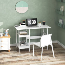 HOMCOM Computer Writing Desk w/ Shelf PC Workstation for Home Office - White