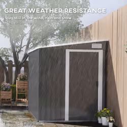 Outsunny 7 x 5FT Garden Shed w/ Foundation Lean to Metal Tool Shed Dark Grey - Additional view 5