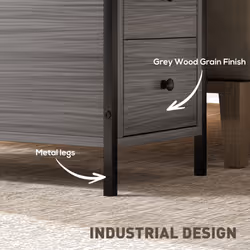 HOMCOM Narrow End Table, Sofa Side Table with 2 Drawers Storage Shelf, Grey - Additional view 5