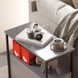 HOMCOM Narrow End Table, Sofa Side Table with 2 Drawers Storage Shelf, Grey - Additional view 7