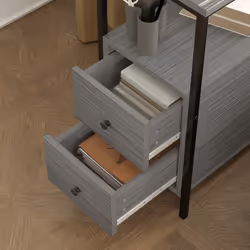 HOMCOM Narrow End Table, Sofa Side Table with 2 Drawers Storage Shelf, Grey - Additional view 8
