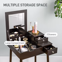 HOMCOM Dressing Table Vanity Desk Flip-up Mirror 2 Drawers, Black - Additional view 4