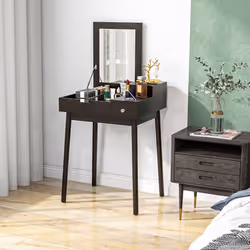 HOMCOM Dressing Table Vanity Desk Flip-up Mirror 2 Drawers, Black - Additional view 6