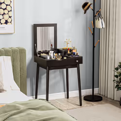 HOMCOM Dressing Table Vanity Desk Flip-up Mirror 2 Drawers, Black - Additional view 7