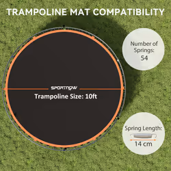SPORTNOW Trampoline Mat with 54 V-Hooks, for 10ft Trampoline, Orange