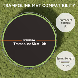 SPORTNOW Trampoline Mat with 54 V-Hooks, for 10ft Trampoline, Green