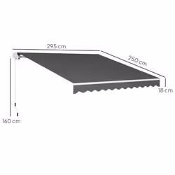 Outsunny 2.95 x 2.5m Canopy Sun Shade Shelter with Crank Handle, Dark Grey