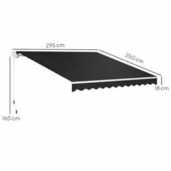 Outsunny 2.95 x 2.5m Canopy Sun Shade Shelter with Crank Handle, Black