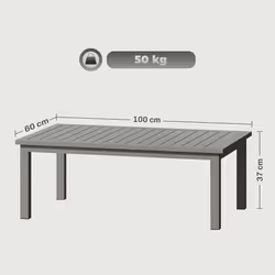 Outsunny Aluminium Outdoor Coffee Table Patio Table with Slat Top, Grey