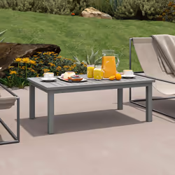 Outsunny Aluminium Outdoor Coffee Table Patio Table with Slat Top, Grey - Additional view 5