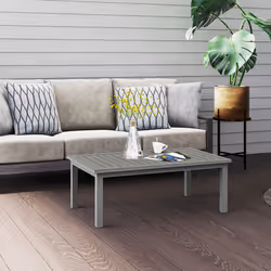 Outsunny Aluminium Outdoor Coffee Table Patio Table with Slat Top, Grey - Additional view 7