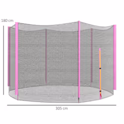 SPORTNOW 10ft Trampoline Net Replacement Safety Net with Zipped Door, Pink