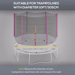 SPORTNOW 10ft Trampoline Net Replacement Safety Net with Zipped Door, Pink
