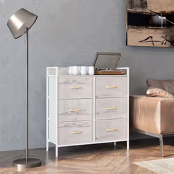 HOMCOM Bedroom Chest of Drawers 6 Drawer Dresser w/ Shelf, Natural