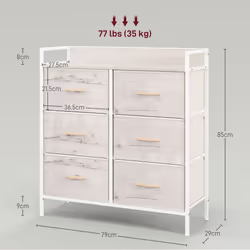 HOMCOM Bedroom Chest of Drawers 6 Drawer Dresser w/ Shelf, Natural